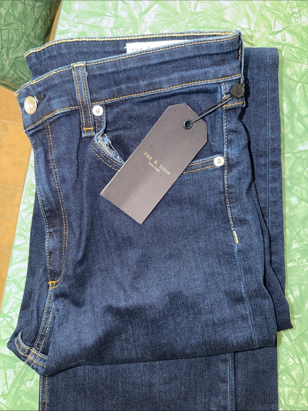 rag & bone Nina High-Rise Boot Jeans with Gold Stitching